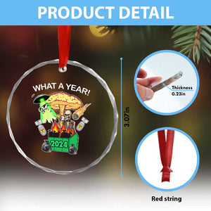 Funny Xmas What A Year Dumpster Fire Crystal Glass Ornament TS09 Print Your Wear