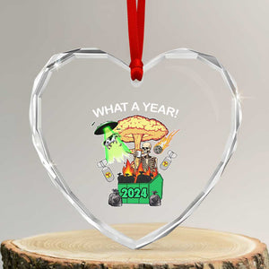 Funny Xmas What A Year Dumpster Fire Heart Crystal Glass Ornament TS09 Transparent Glass 3'' Heart Print Your Wear