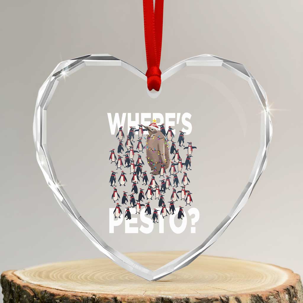 Funny Xmas Wheres Pesto Heart Crystal Glass Ornament TS09 Transparent Glass 3'' Heart Print Your Wear