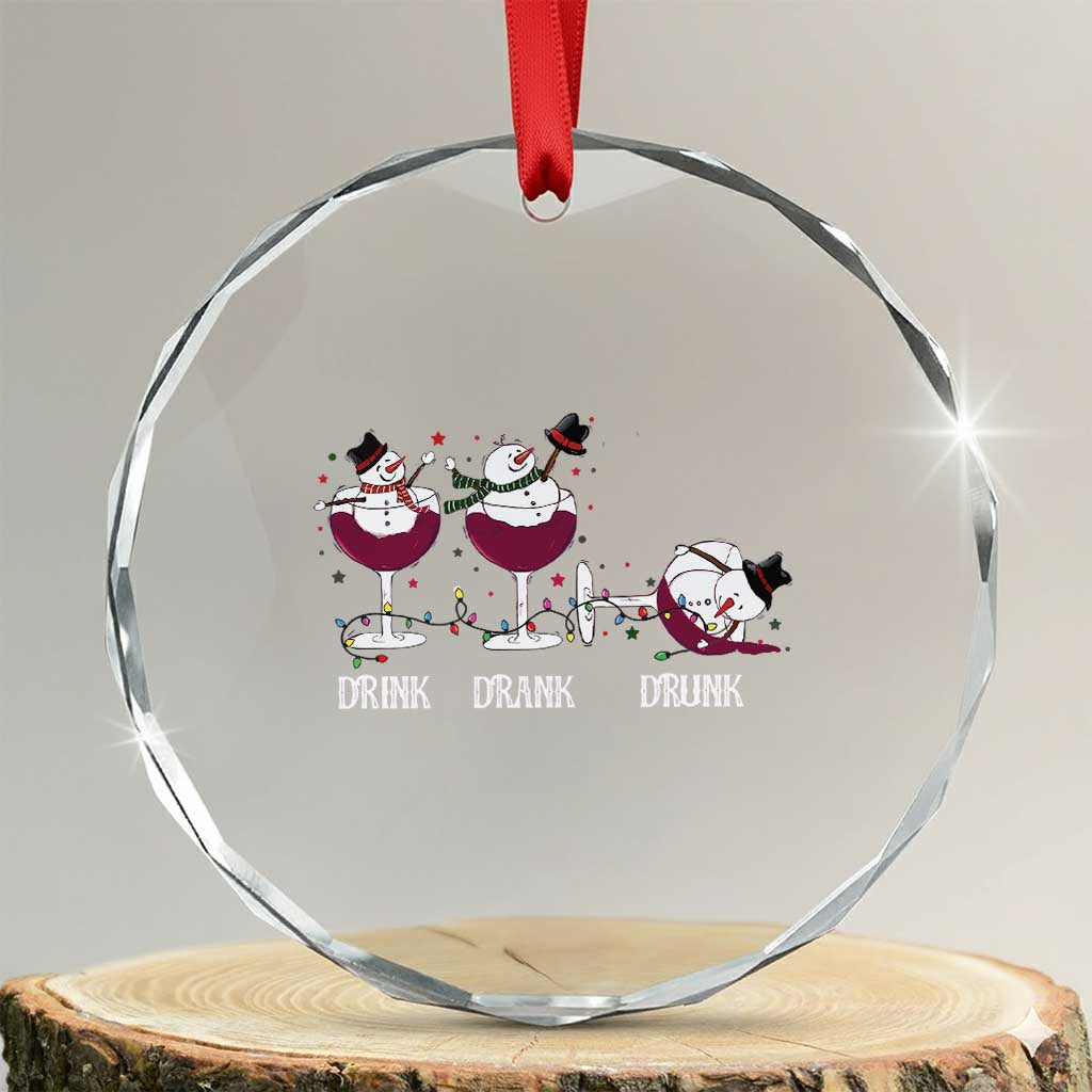 Funny Xmas Wine Crystal Glass Ornament Drink Drank Drunk Snowman Xmas TS11 Transparent Glass 3'' Circle Print Your Wear