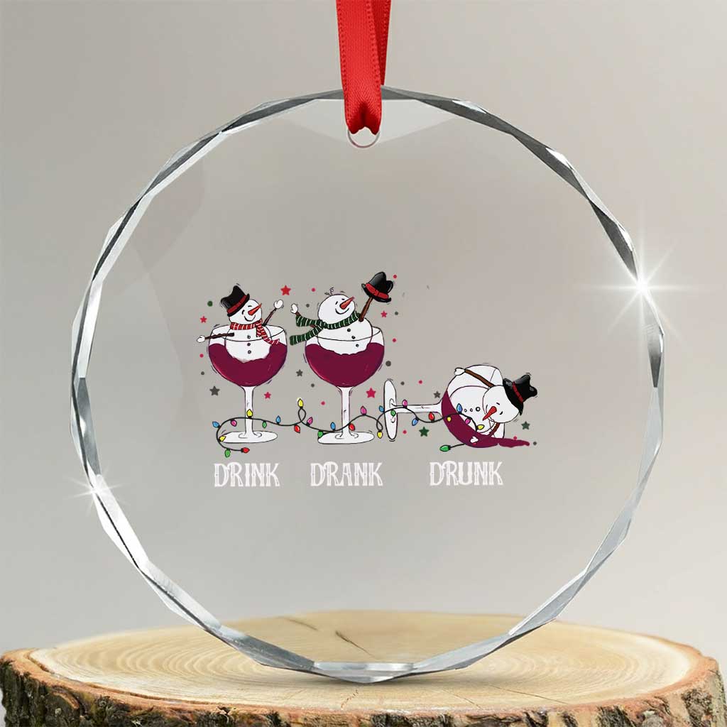 Funny Xmas Wine Crystal Glass Ornament Drink Drank Drunk Snowman Xmas TS11 Transparent Glass 3'' Circle Print Your Wear