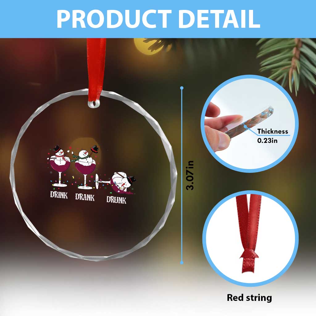 Funny Xmas Wine Crystal Glass Ornament Drink Drank Drunk Snowman Xmas TS11 Print Your Wear