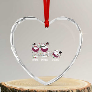 Funny Xmas Wine Heart Crystal Glass Ornament Drink Drank Drunk Snowman Xmas TS11 Transparent Glass 3'' Heart Print Your Wear