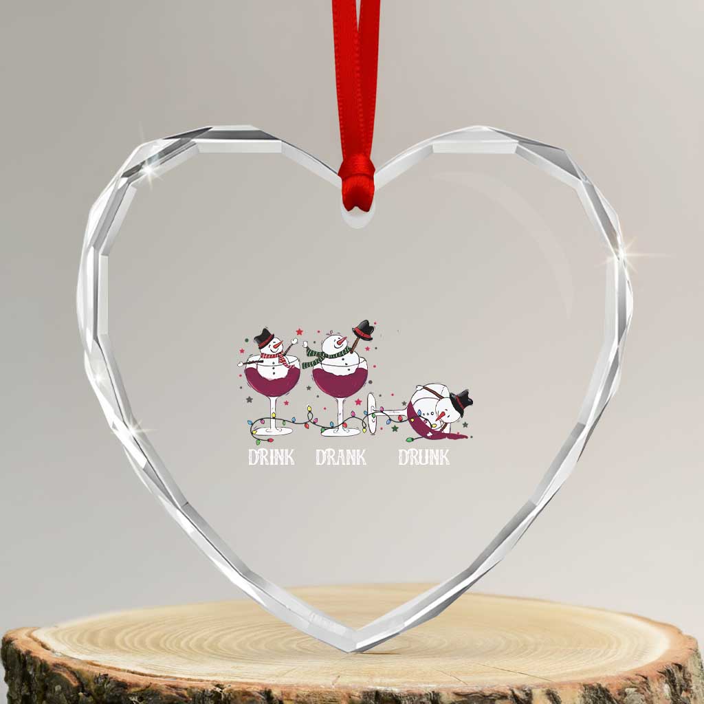 Funny Xmas Wine Heart Crystal Glass Ornament Drink Drank Drunk Snowman Xmas TS11 Transparent Glass 3'' Heart Print Your Wear