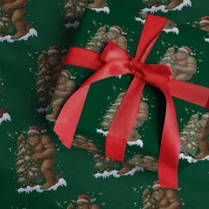 Funny Xmas Wrapping Paper Roll Bigfoot Decorating Xmas Tree Gift TS12 Green Print Your Wear