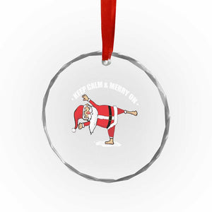 Funny Xmas Yoga Crystal Glass Ornament Keep Calm And Merry On TS09 Print Your Wear