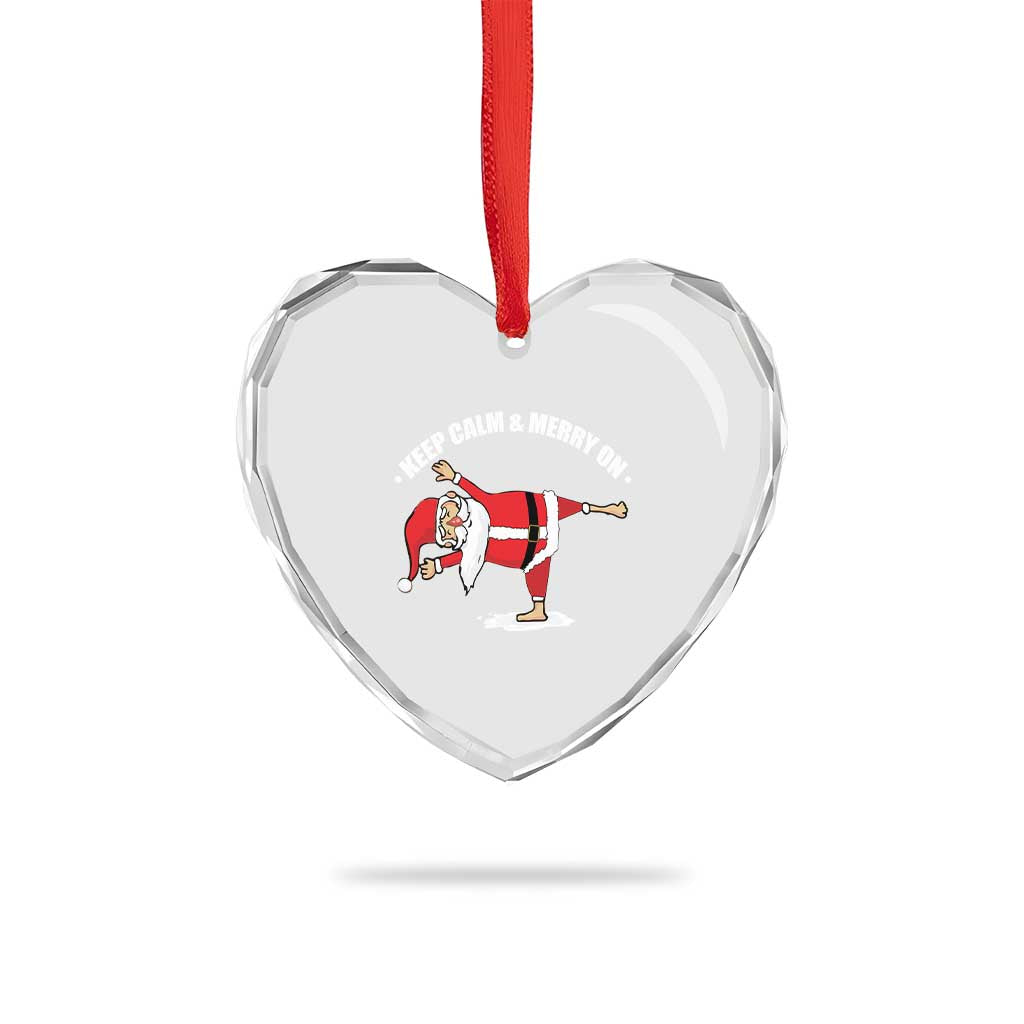 Funny Xmas Yoga Heart Crystal Glass Ornament Keep Calm And Merry On TS09 Print Your Wear