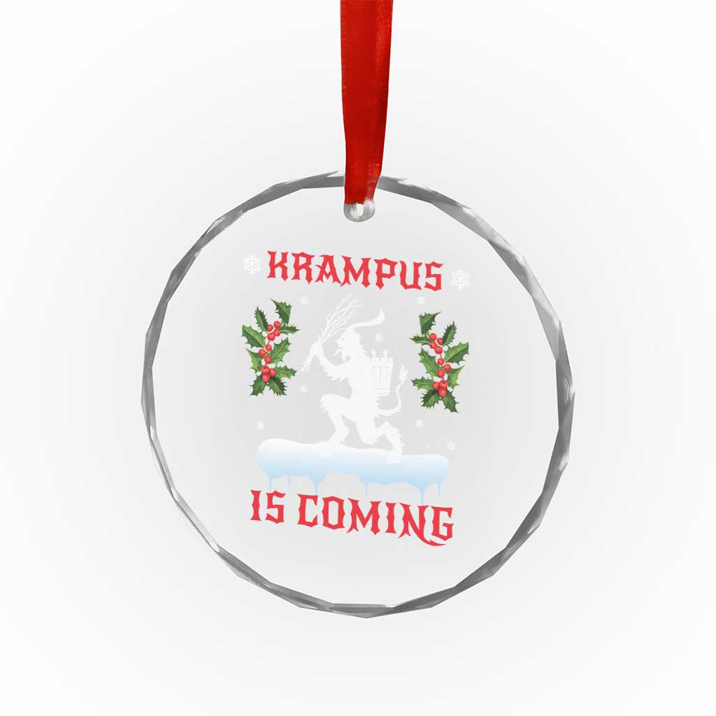Funny Xmas Yule Krampus Is Coming Mistletoe Crystal Glass Ornament TS11 Print Your Wear