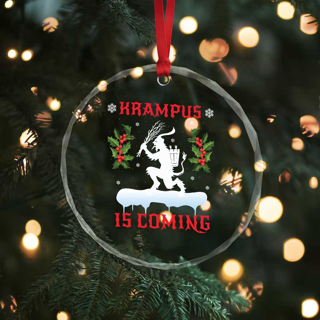 Funny Xmas Yule Krampus Is Coming Mistletoe Crystal Glass Ornament TS11 Print Your Wear