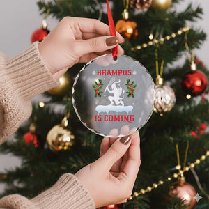 Funny Xmas Yule Krampus Is Coming Mistletoe Crystal Glass Ornament TS11 Print Your Wear