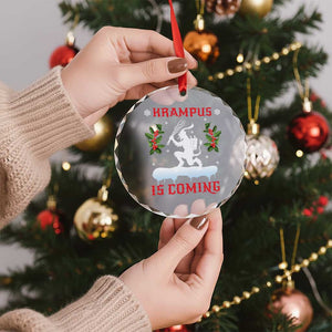 Funny Xmas Yule Krampus Is Coming Mistletoe Crystal Glass Ornament - Print Your Wear