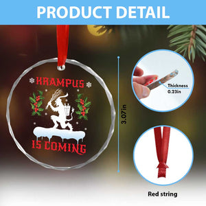 Funny Xmas Yule Krampus Is Coming Mistletoe Crystal Glass Ornament - Print Your Wear