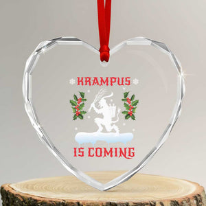 Funny Xmas Yule Krampus Is Coming Mistletoe Heart Crystal Glass Ornament TS11 Transparent Glass 3'' Heart Print Your Wear