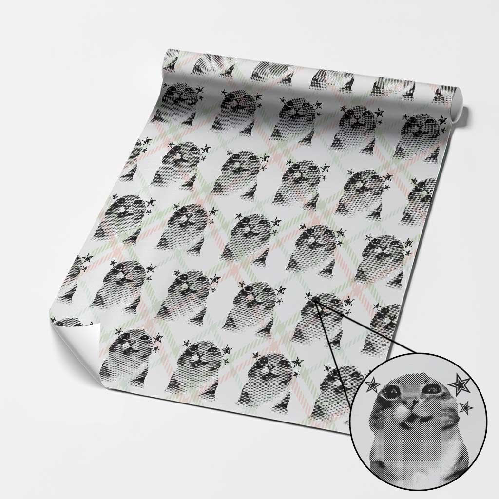 Funny Y2k Cat Meme Wrapping Paper Roll Vintage Retro Silly Cats Cats lover Gift TS10 Christmas Plaid Print Your Wear