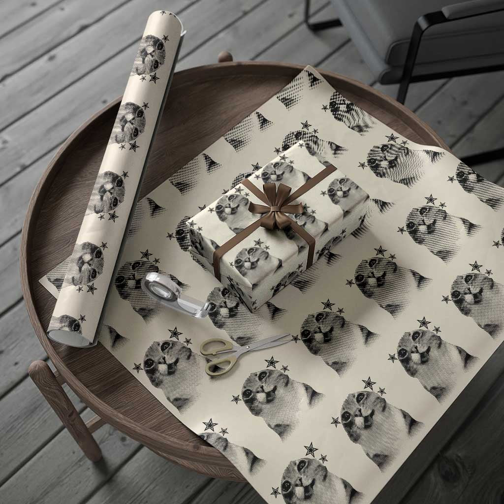 Funny Y2k Cat Meme Wrapping Paper Roll Vintage Retro Silly Cats Cats lover Gift TS10 Beige Print Your Wear