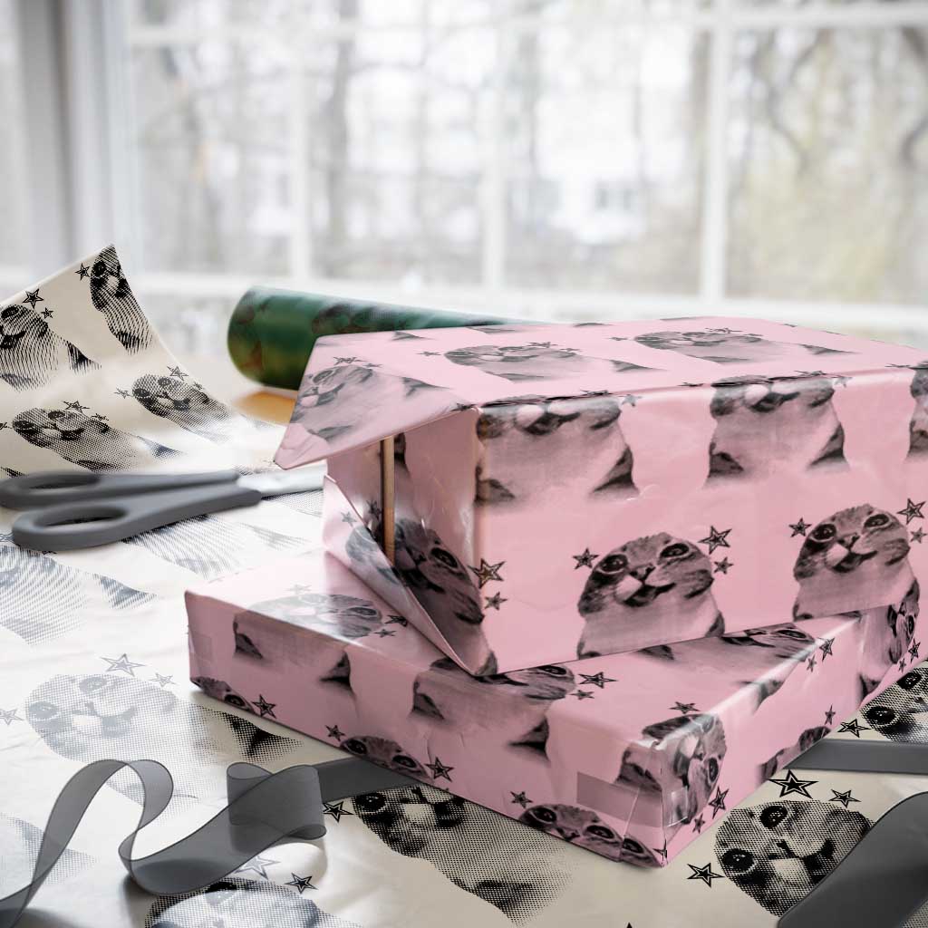 Funny Y2k Cat Meme Wrapping Paper Roll Vintage Retro Silly Cats Cats lover Gift TS10 Light Pink Print Your Wear
