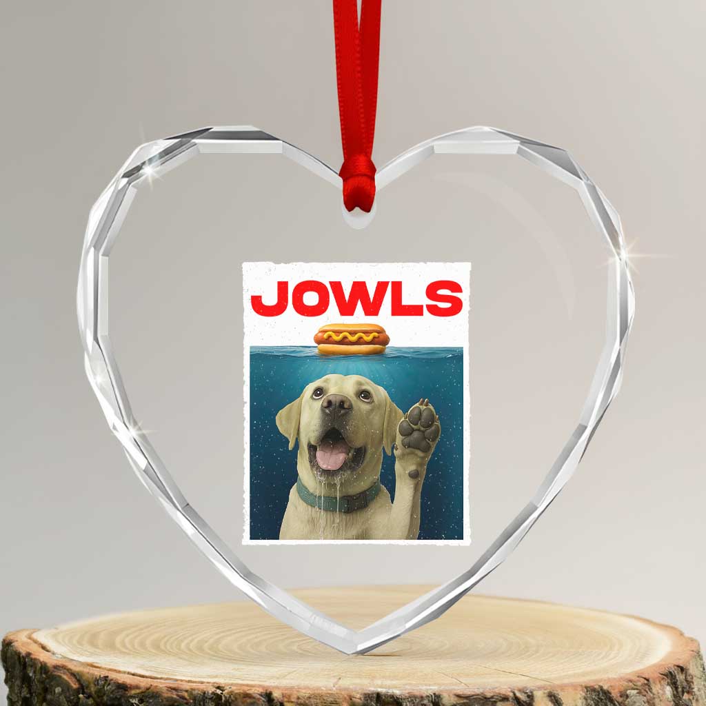 Funny Yellow Lab Jowls Heart Crystal Glass Ornament Labrador Retriever Lover Gift TS12 Transparent Glass 3'' Heart Print Your Wear