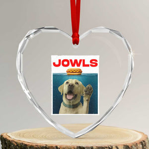 Funny Yellow Lab Jowls Heart Crystal Glass Ornament Labrador Retriever Lover Gift TS12 Transparent Glass 3'' Heart Print Your Wear