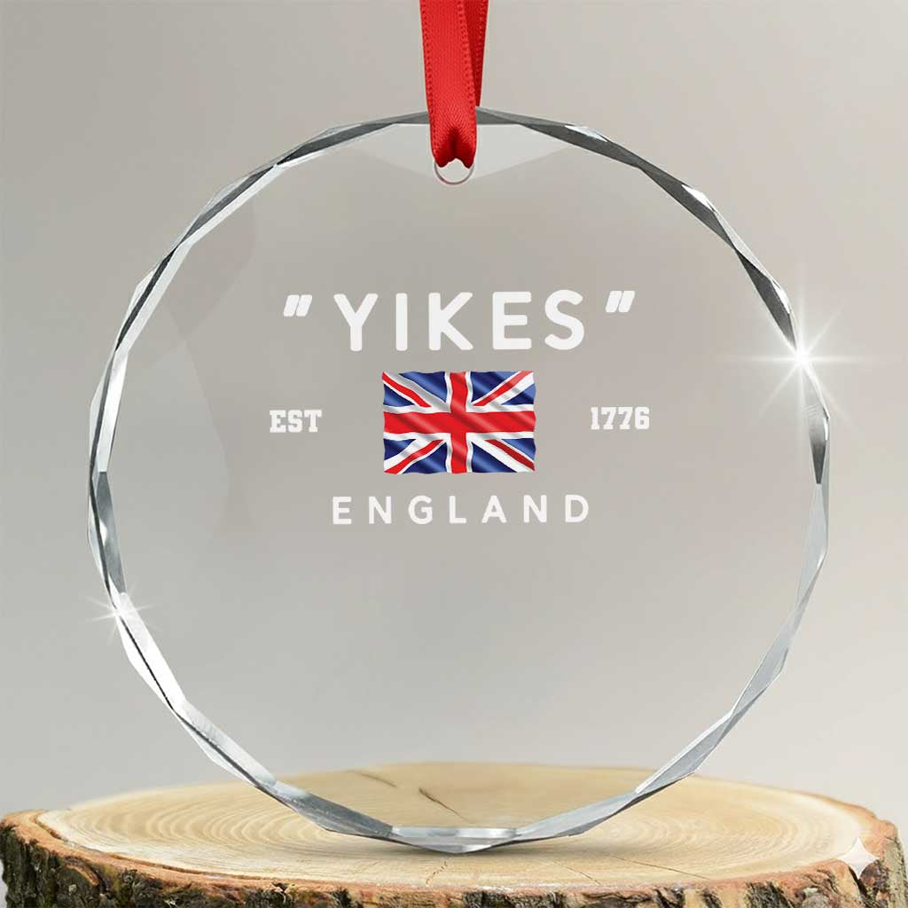 Funny Yikes England 1776 Crystal Glass Ornament 4th Of July USA Union Jack Flag - Print Your Wear