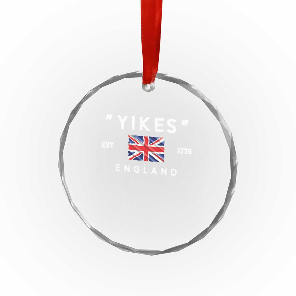 Funny Yikes England 1776 Crystal Glass Ornament 4th Of July USA Union Jack Flag - Print Your Wear