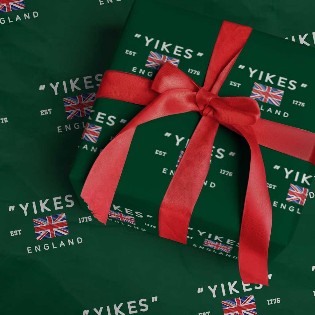 Funny Yikes England 1776 Wrapping Paper Roll 4th Of July USA Union Jack Flag TS11 Green Print Your Wear