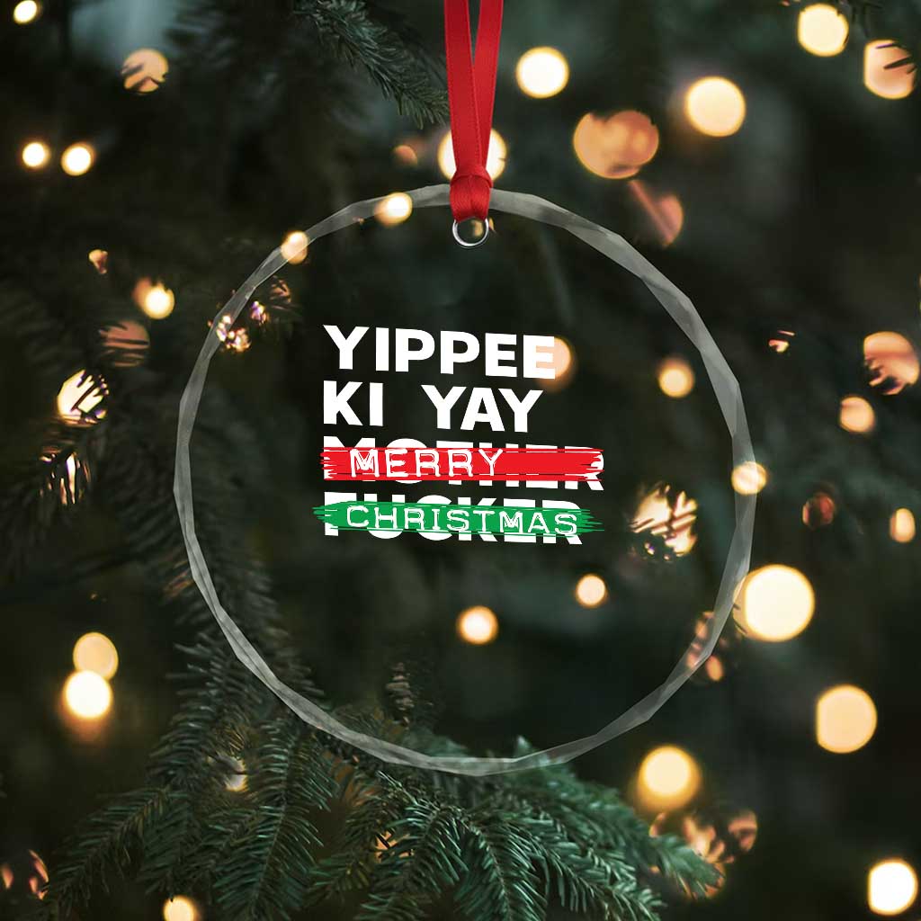 Funny Yippee Ki Yay Merry Xmas Crystal Glass Ornament Nakatomi Plaza Brushed TS11 Print Your Wear