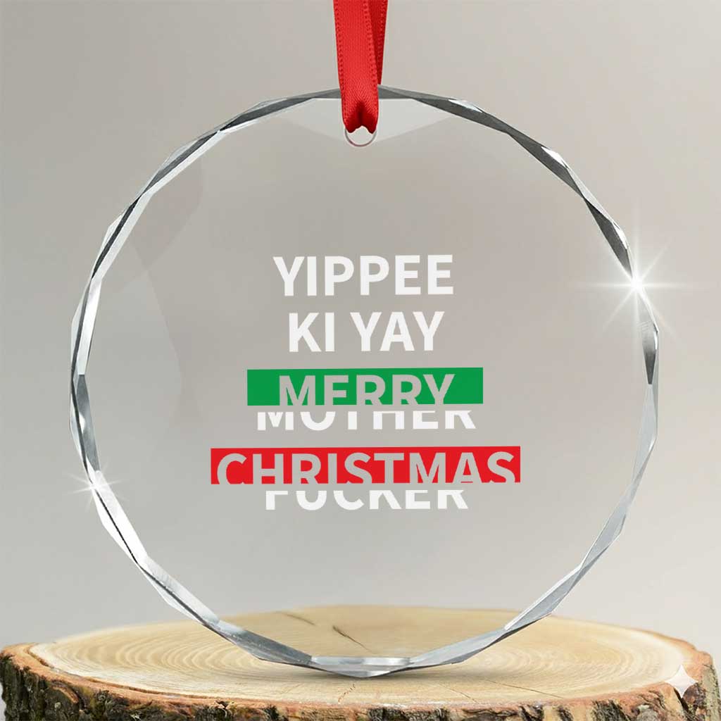 Funny Yippee Ki Yay Merry Xmas Crystal Glass Ornament Xmas Nakatomi Plaza TS11 Transparent Glass 3'' Circle Print Your Wear