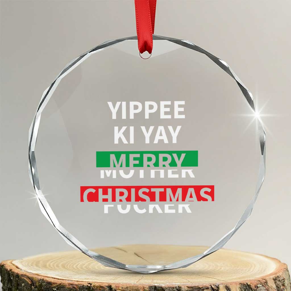 Funny Yippee Ki Yay Merry Xmas Crystal Glass Ornament Xmas Nakatomi Plaza TS11 Transparent Glass 3'' Circle Print Your Wear