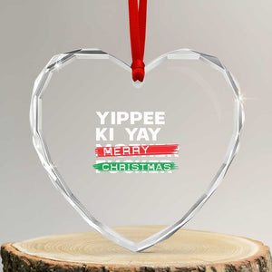 Funny Yippee Ki Yay Merry Xmas Heart Crystal Glass Ornament Nakatomi Plaza Brushed TS11 Transparent Glass 3'' Heart Print Your Wear