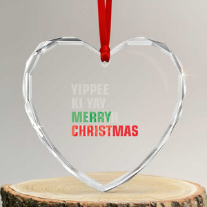 Funny Yippee Ki Yay Merry Xmas Heart Crystal Glass Ornament Xmas Nakatomi Plaza Hiden Text TS11 Transparent Glass 3'' Heart Print Your Wear