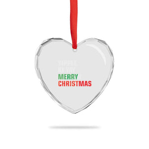 Funny Yippee Ki Yay Merry Xmas Heart Crystal Glass Ornament Xmas Nakatomi Plaza Hiden Text TS11 Print Your Wear