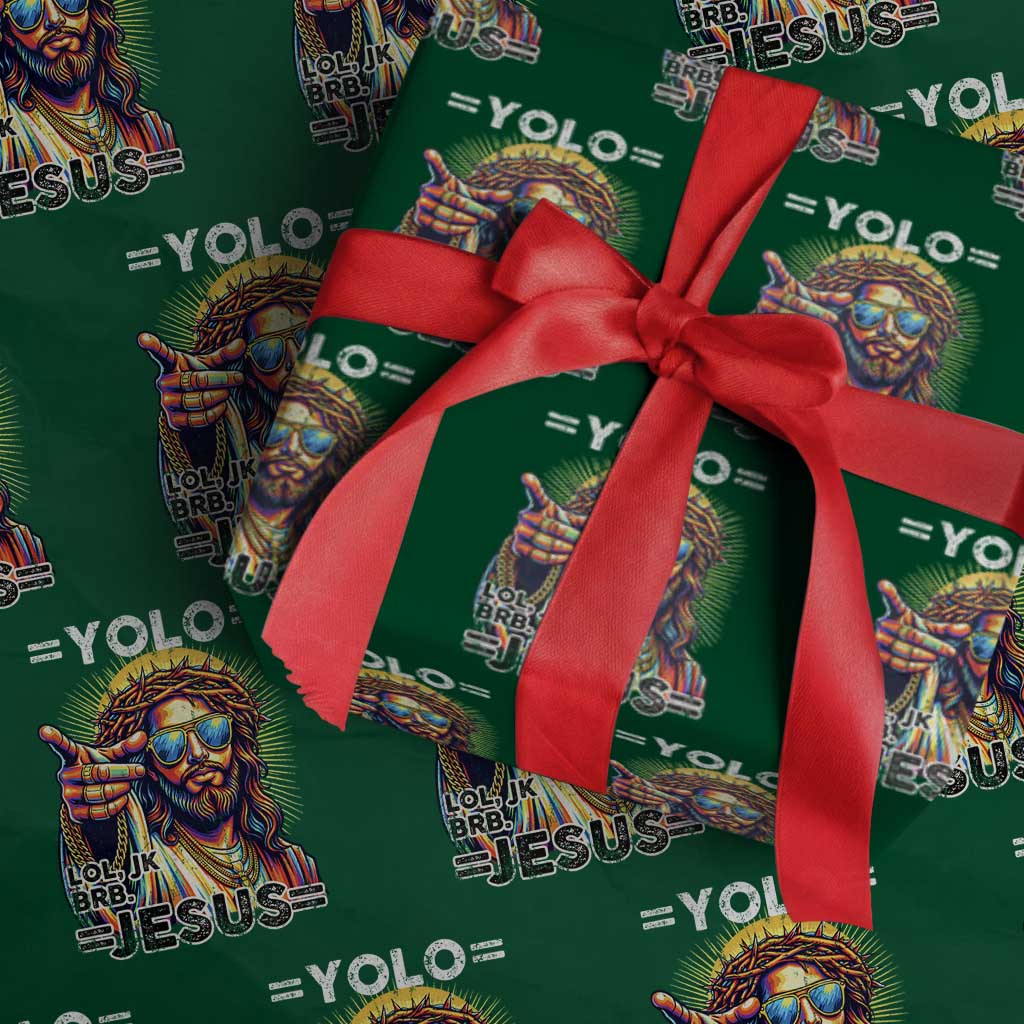 Funny Yolo Lol Jk BRB Christian Easter Wrapping Paper Roll Resurrection Jesus TS11 Green Print Your Wear