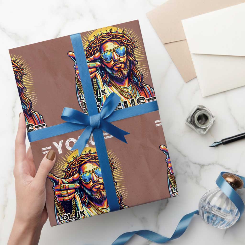 Funny Yolo Lol Jk BRB Christian Easter Wrapping Paper Roll Resurrection Jesus TS11 Mocha Print Your Wear
