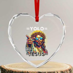 Funny Yolo Lol Jk BRB Christian Easter Heart Crystal Glass Ornament Resurrection Jesus TS11 Transparent Glass 3'' Heart Print Your Wear