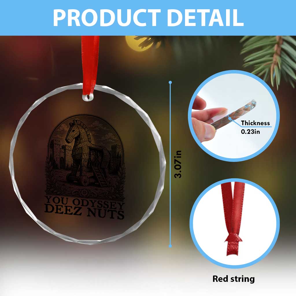 Funny You Odyssey Deez Nuts Trojan Horse Crystal Glass Ornament Ancient Greek History Gift