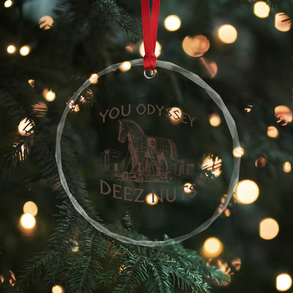 Funny You Odyssey Deez Nuts Trojan Horse Crystal Glass Ornament Ancient Greek History Meme Humor Gift