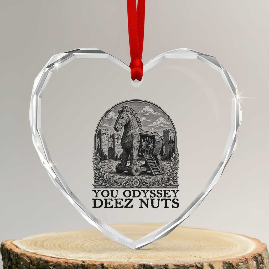 Funny You Odyssey Deez Nuts Trojan Horse Heart Crystal Glass Ornament Ancient Greek History Gift TS12 Transparent Glass 3'' Heart Print Your Wear