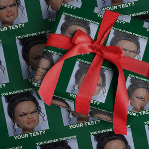 Funny You Rushed Through Your Test Doll Face Meme Wrapping Paper Roll Teacher Reaction Humor Testing Day TS02 Green Print Your Wear