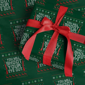 Funny You'll Shoot Your Eye Out Kid Wrapping Paper Roll Christmas Movie Guns TS11 Green Print Your Wear