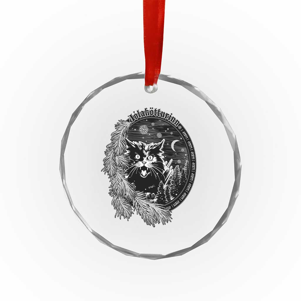 Funny Yule Black Cat Mistletoe Jolakotturinn Crystal Glass Ornament TS11 Print Your Wear