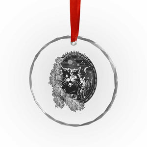 Funny Yule Black Cat Mistletoe Jolakotturinn Crystal Glass Ornament - Print Your Wear