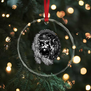 Funny Yule Black Cat Mistletoe Jolakotturinn Crystal Glass Ornament TS11 Print Your Wear