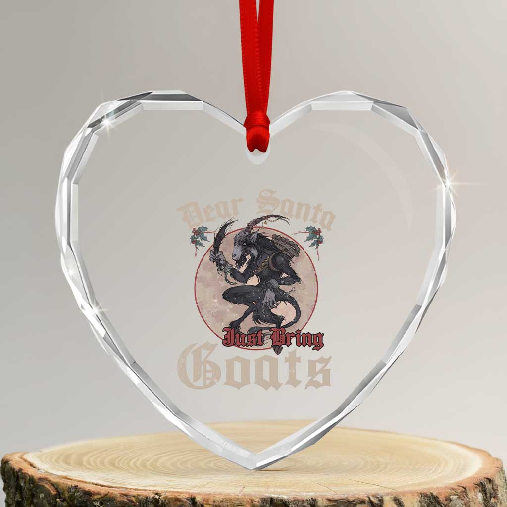Funny Yule Xmas Heart Crystal Glass Ornament Dear Santa Just Bring Goats Krampus TS11 Transparent Glass 3'' Heart Print Your Wear