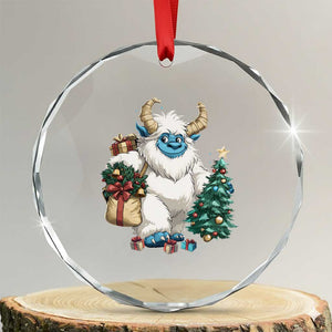 Funny Yule Yeti Crystal Glass Ornament Christmas Mythical Creature Winter Solstice TS11 Transparent Glass 3'' Circle Print Your Wear