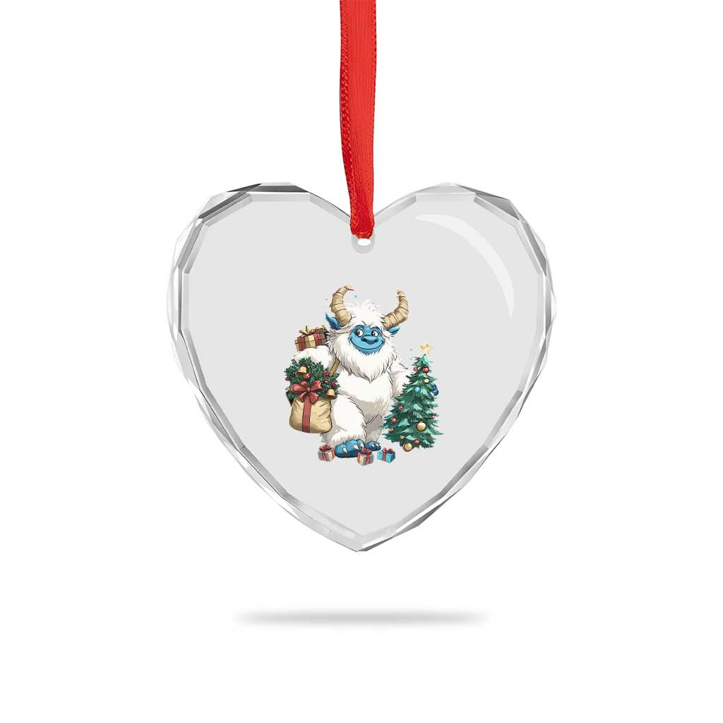 Funny Yule Yeti Heart Crystal Glass Ornament Christmas Mythical Creature Winter Solstice TS11 Print Your Wear