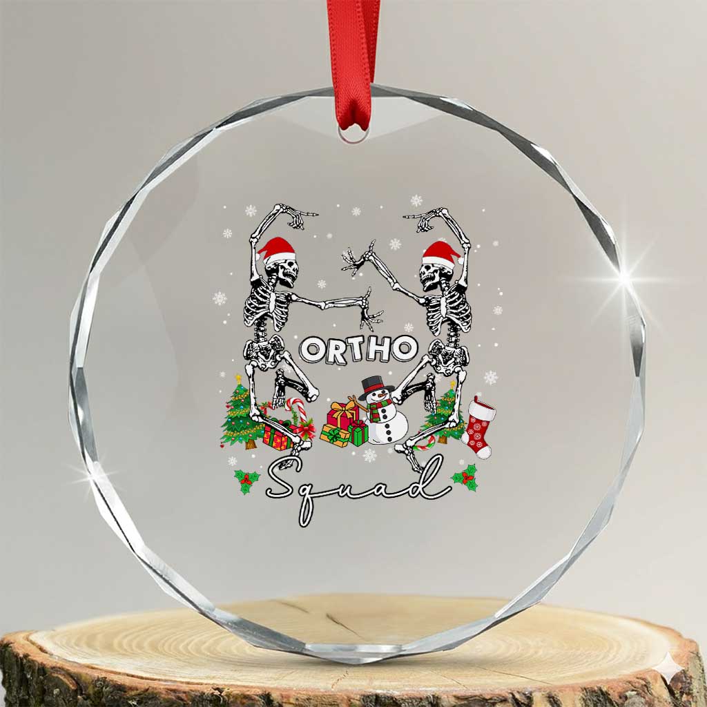 FunnyXmas Nurse Crystal Glass Ornament Ortho Squad Dancing Skeleton Orthopedics PICU Icu Nurse Rn Crew TS10 Transparent Glass 3'' Circle Print Your Wear