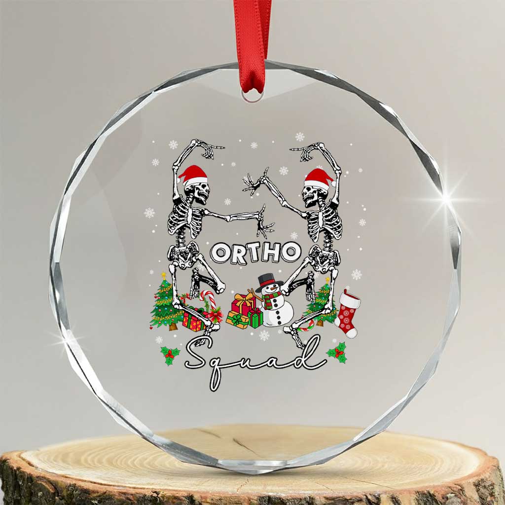 FunnyXmas Nurse Crystal Glass Ornament Ortho Squad Dancing Skeleton Orthopedics PICU Icu Nurse Rn Crew TS10 Transparent Glass 3'' Circle Print Your Wear