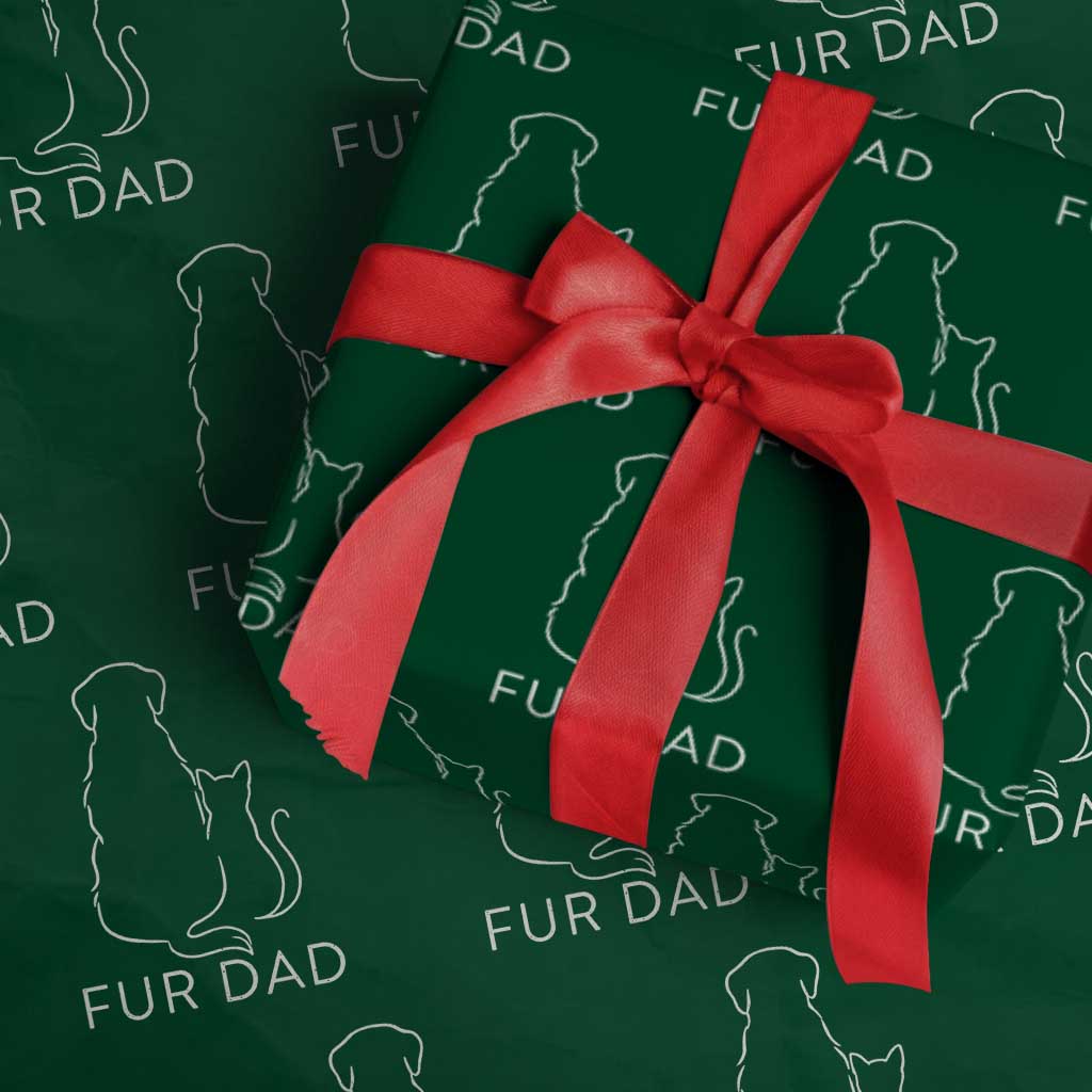 Fur Dad Wrapping Paper Roll Pet Lover Cat Dog Dad Funny Fathers Day TS10 Green Print Your Wear