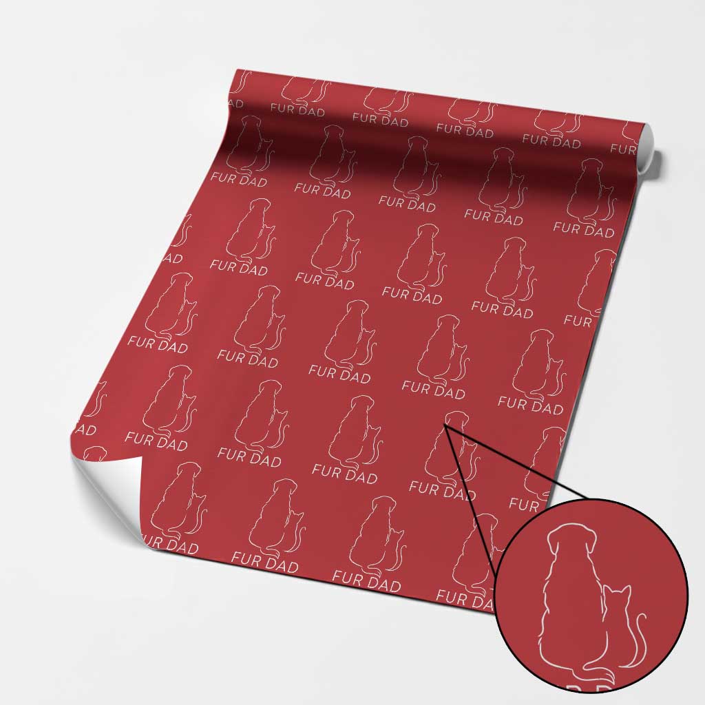 Fur Dad Wrapping Paper Roll Pet Lover Cat Dog Dad Funny Fathers Day TS10 Red Print Your Wear