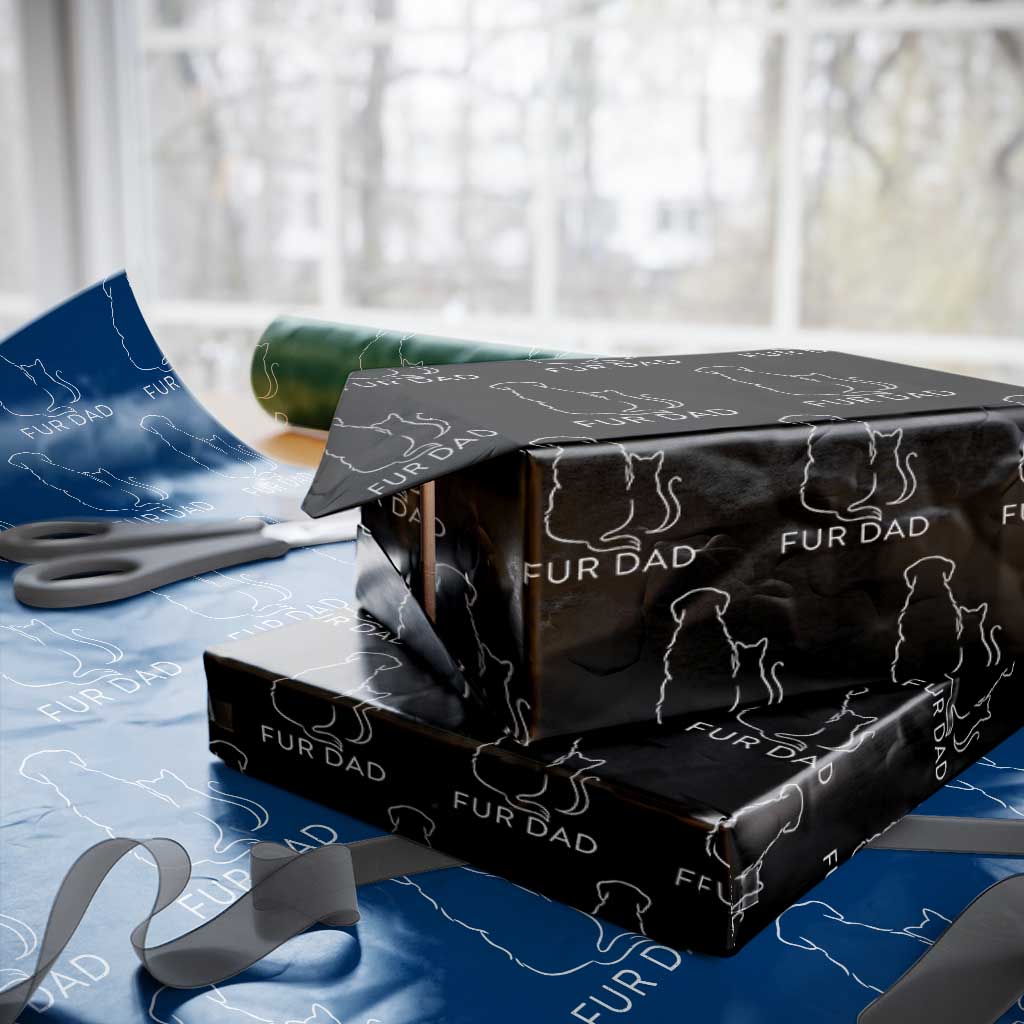 Fur Dad Wrapping Paper Roll Pet Lover Cat Dog Dad Funny Fathers Day TS10 Black Print Your Wear